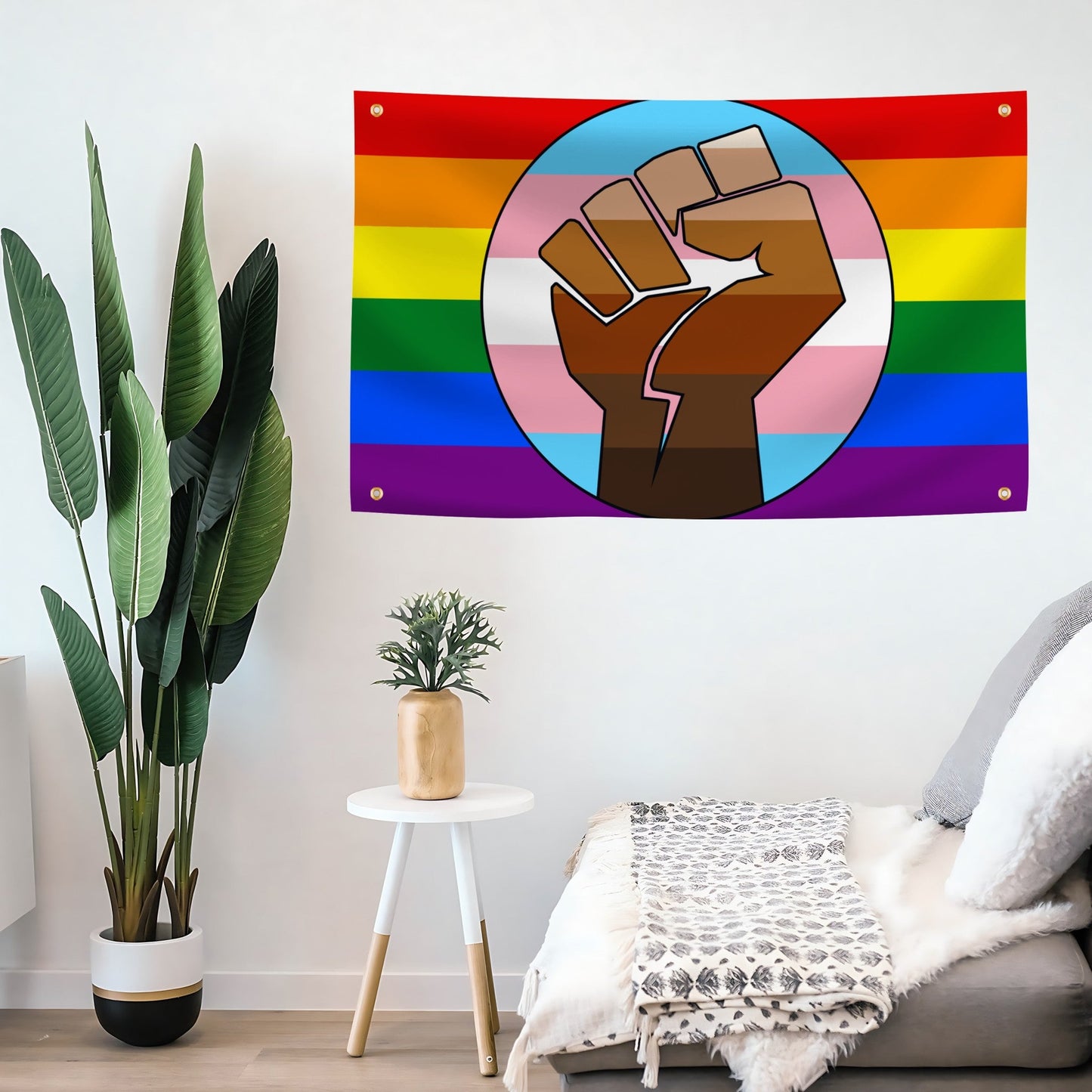 Resist Fist Trans Pride Flag