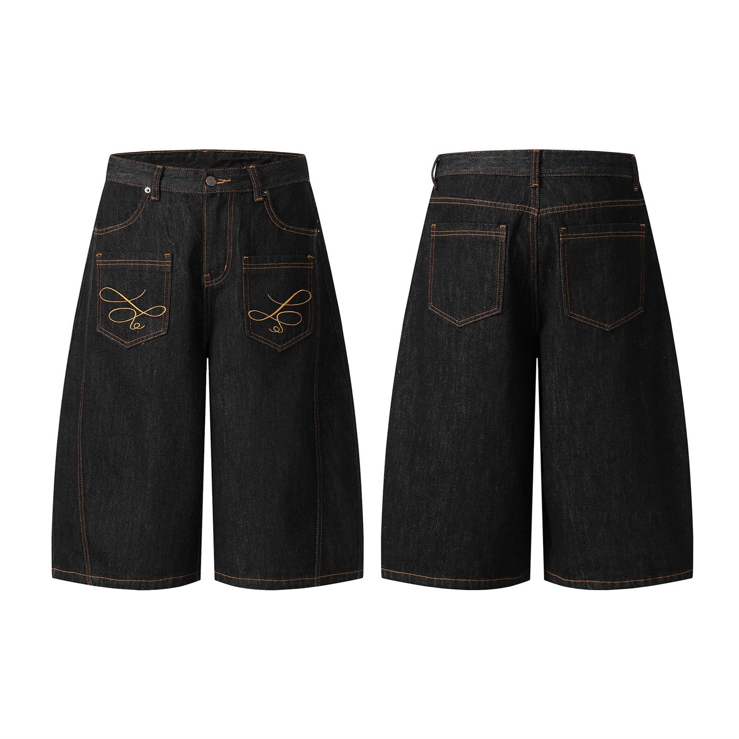 Street Original Denim Embroidered Curved Knife Pants