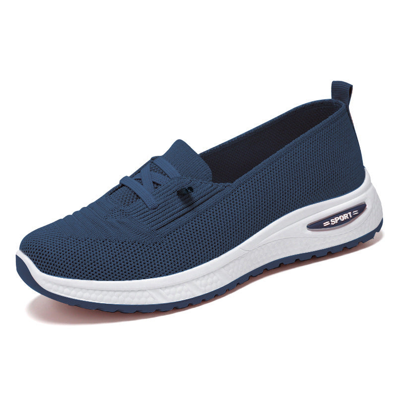 Summer flat bottomed shallow mouth walking shoes fly woven breathable lazy shoes one foot sole shoes