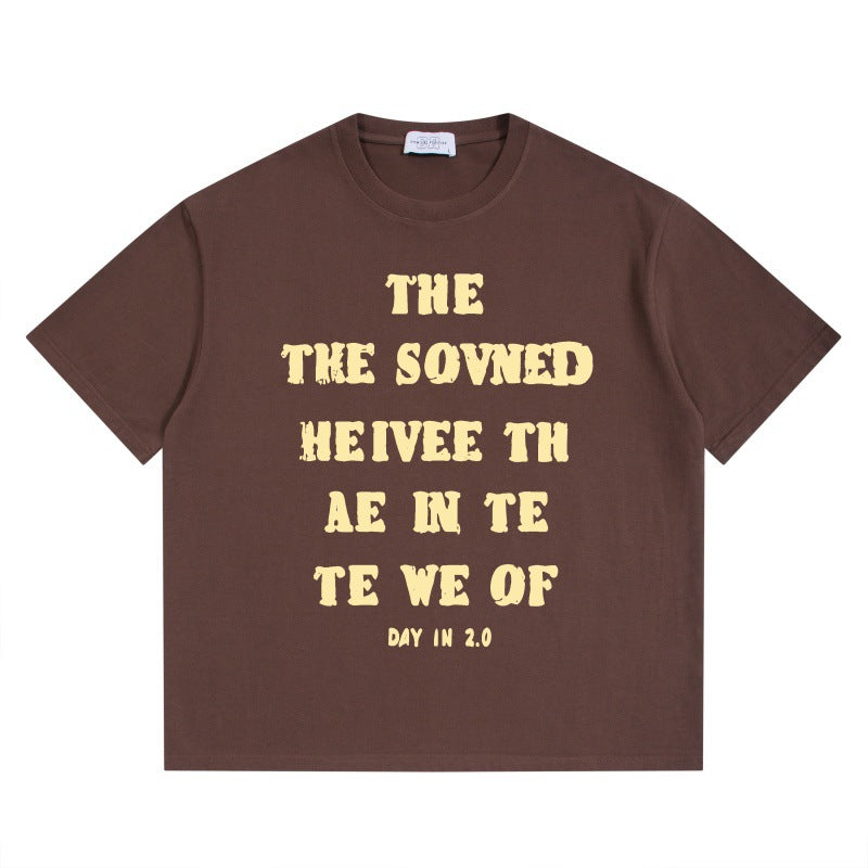 Unisex Harajuku Style Letter Printed Round Neck T-Shirt