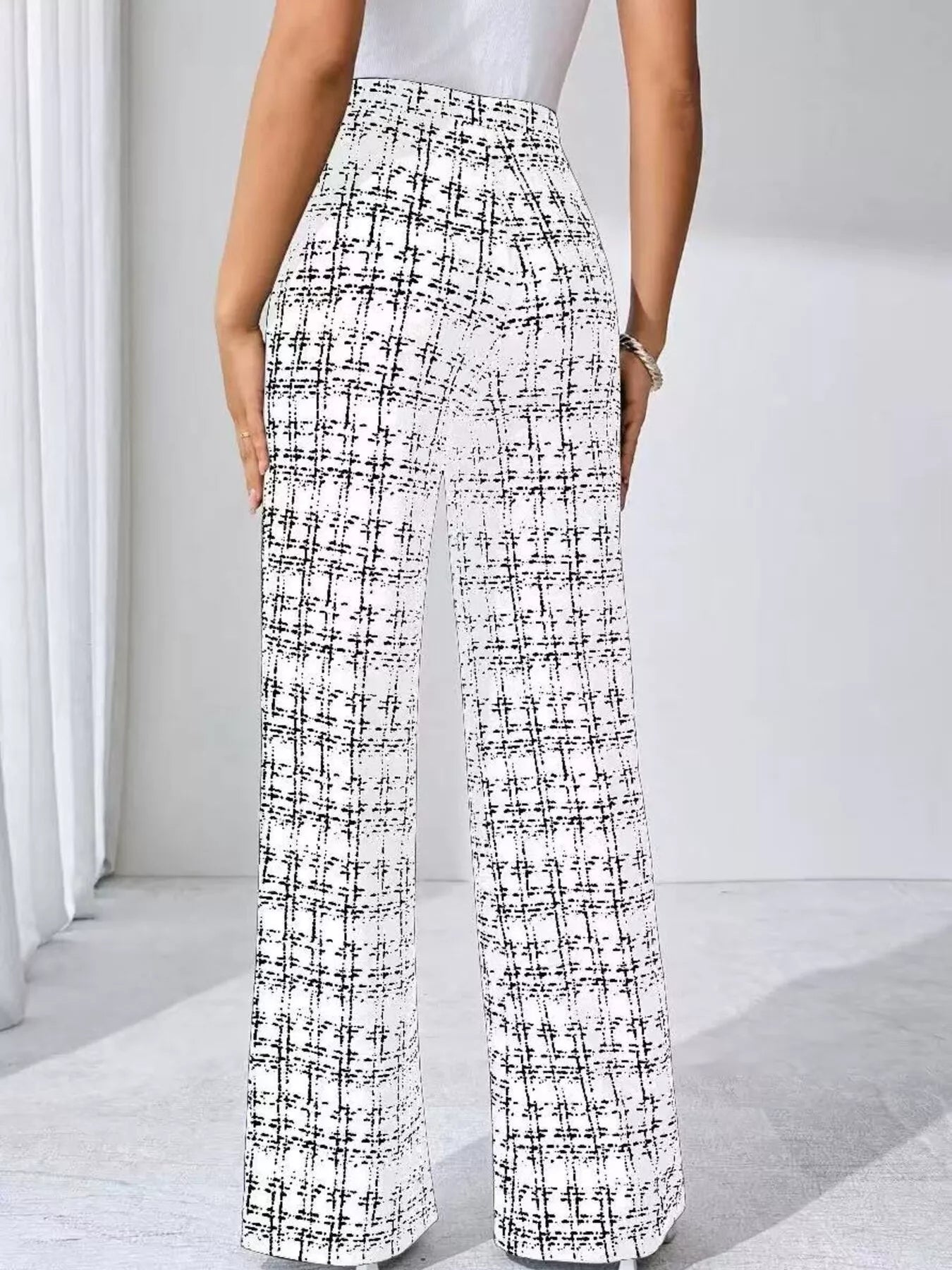 Plaid Wide Leg Pants