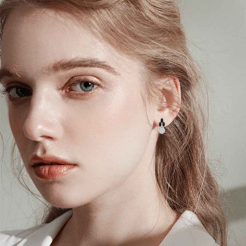 Full Diamond Zircon Earrings - Copper-Plated Design