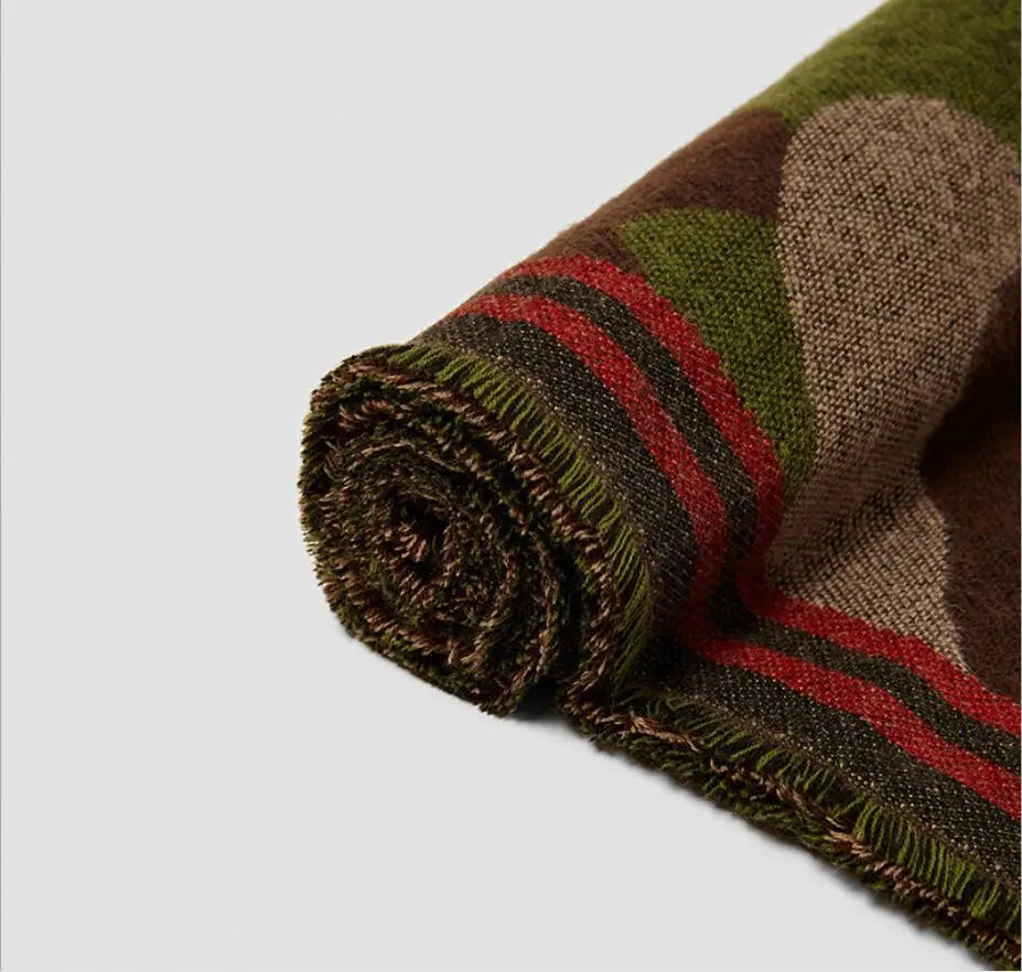 Harajuku Style Cashmere Camo Scarf - Cozy Wrap