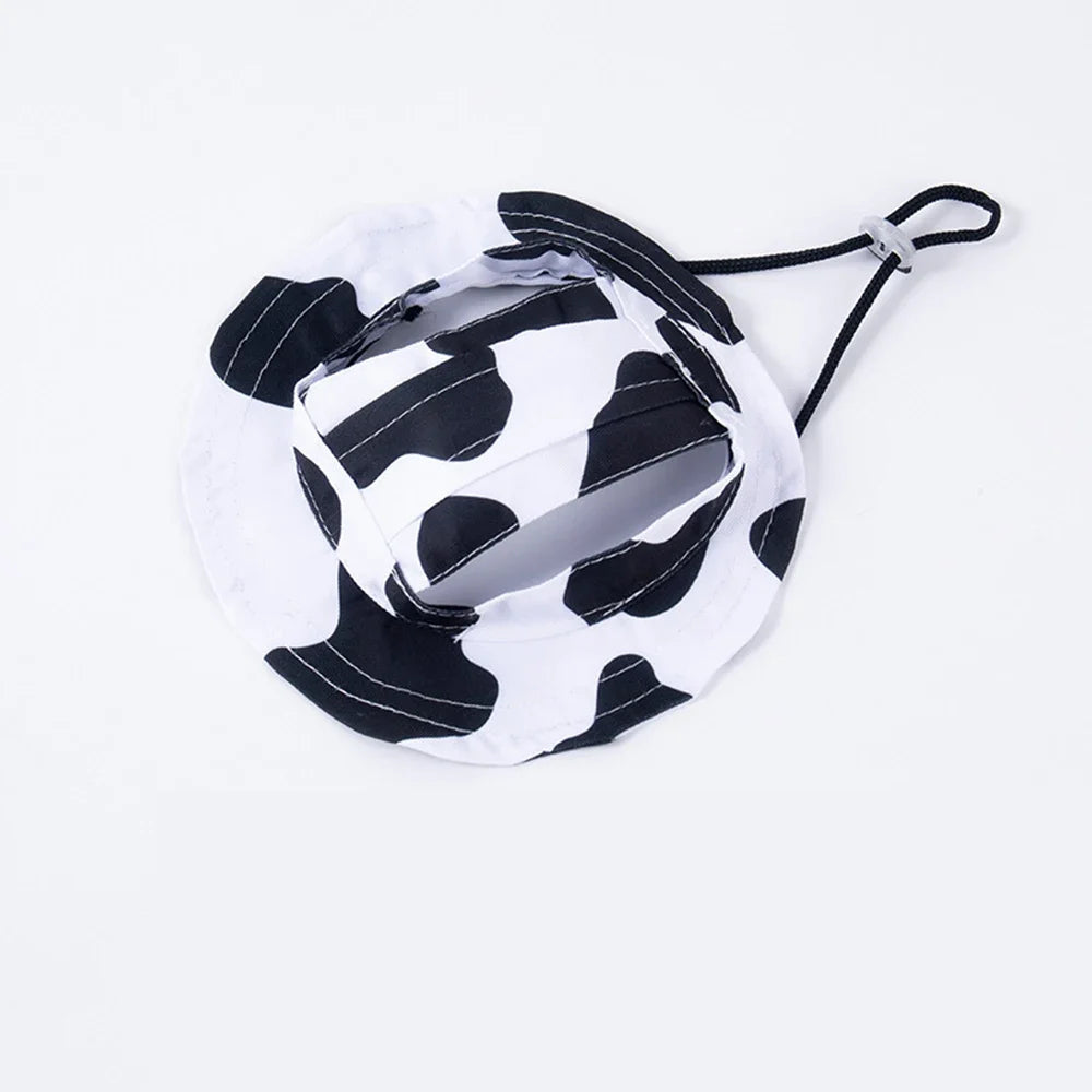 Fashion Dog Hat Adjustable Pet Bucket Hats with Ear Holes Summer Outdoor Round Brim Sun Hat for Samll Dogs Cats Pet Supplies