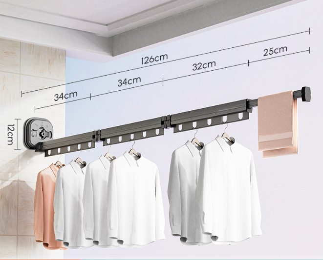 Multifunctional Retractable Fold Away Clothes Drying Hanger Space-Saving Bathrooms Usage
