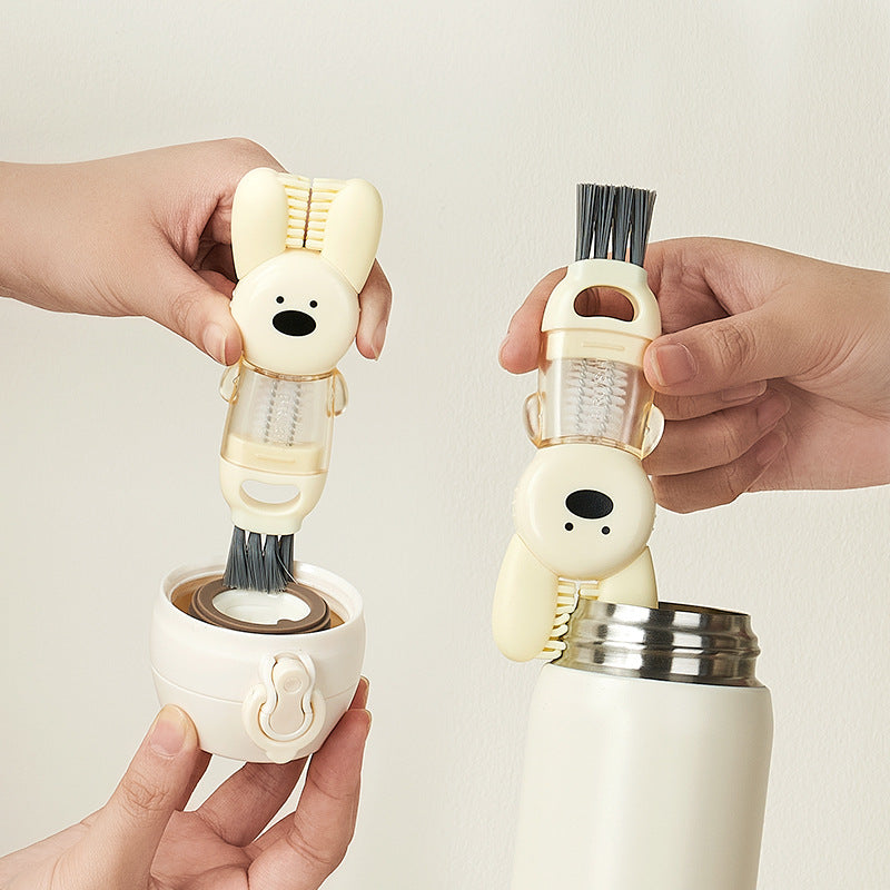 Rabbit cup lid brush four in one insulated water cup brush milk bottle pacifier cup mouth gap cleaning brush