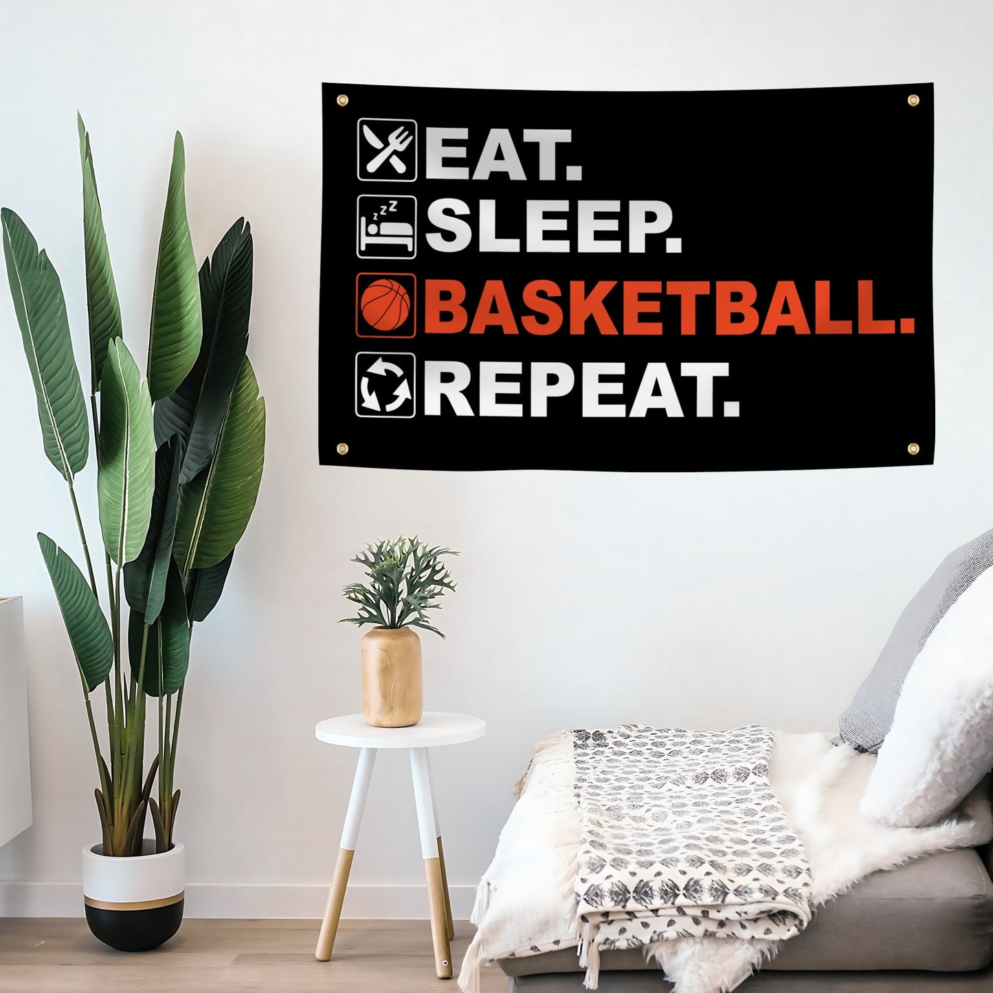 Eat Sleep Basketball Repeat Flag