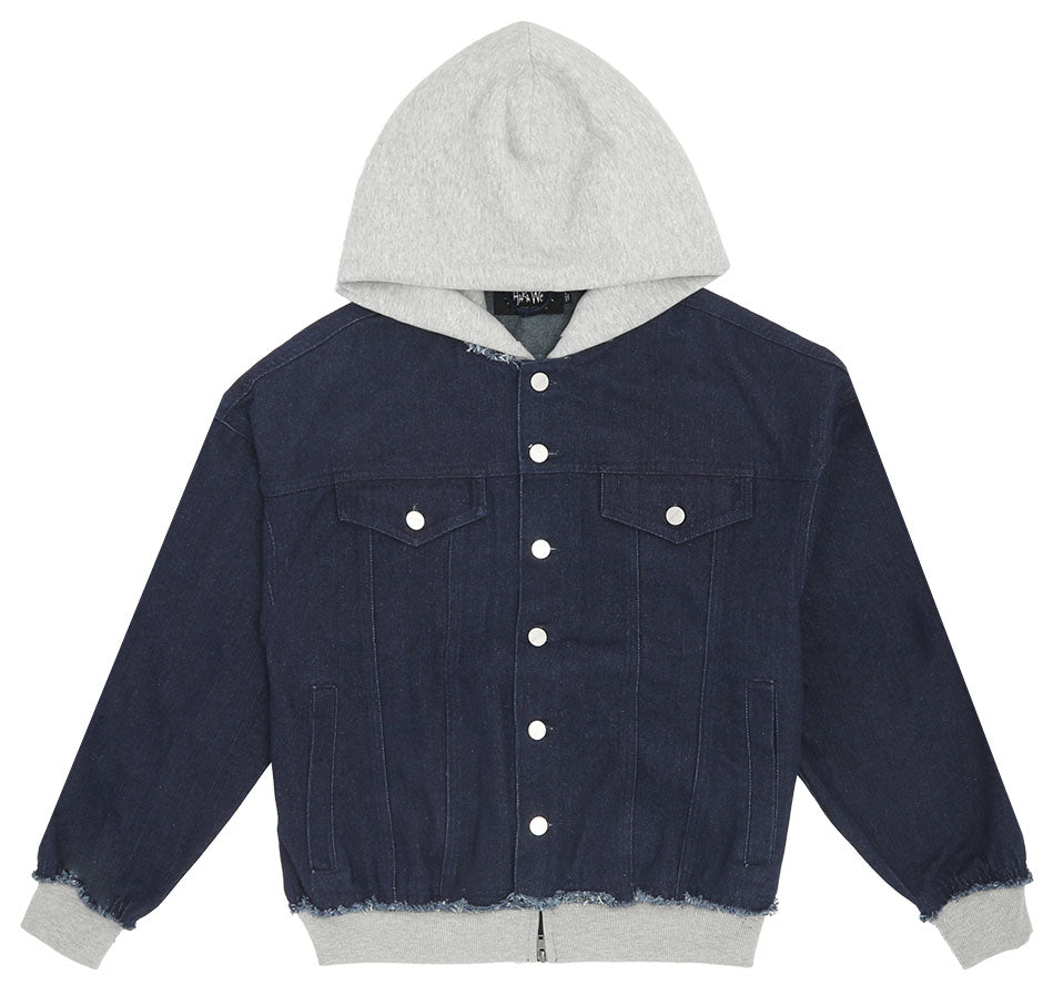 Destroyed Hooded Denim Jacket