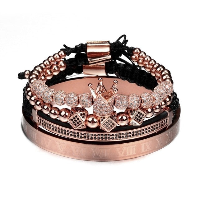 Gold Crown Roman Numeral Bracelet - Harajuku Style