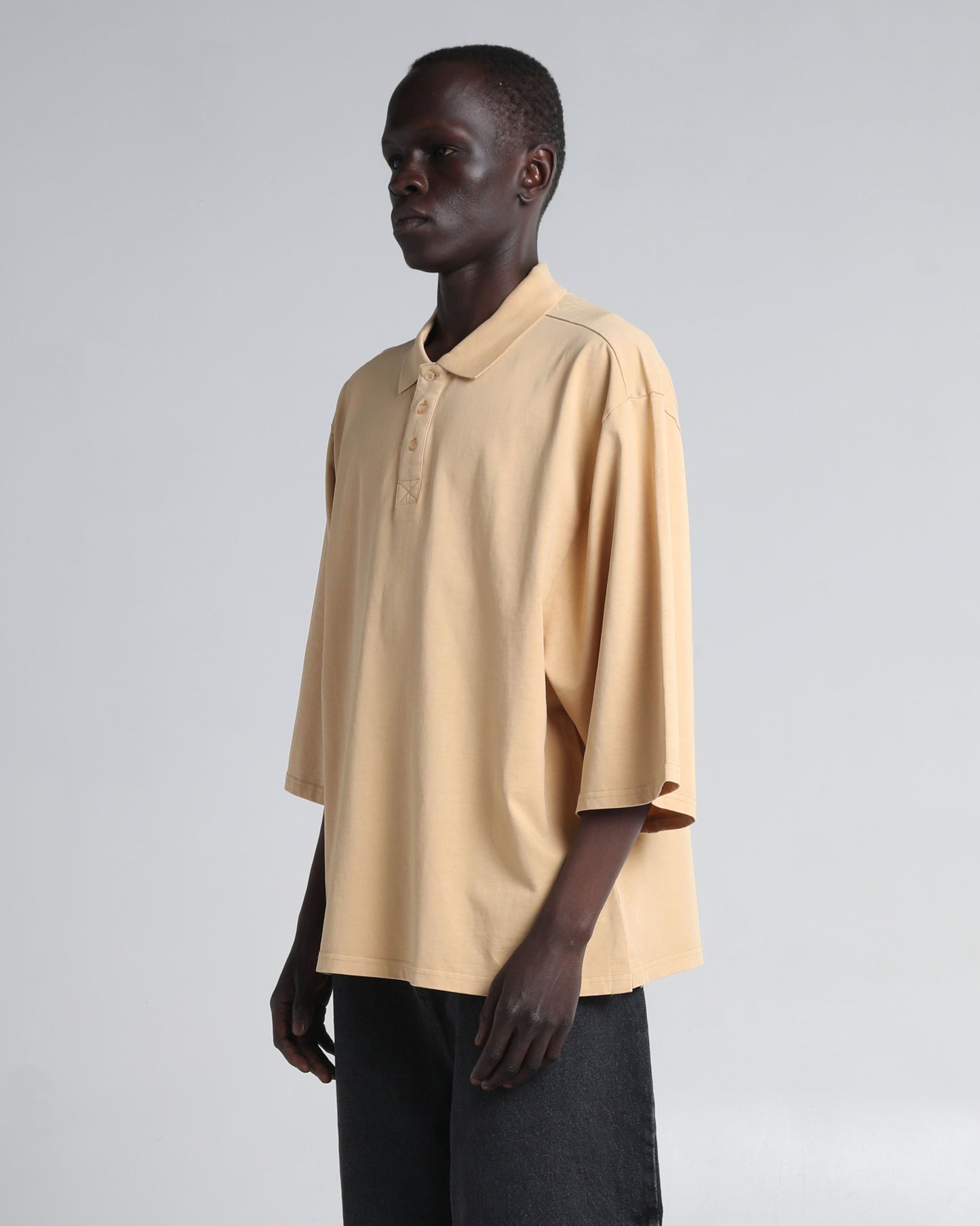 Garment Dye Drop Shoulder Polo Shirt