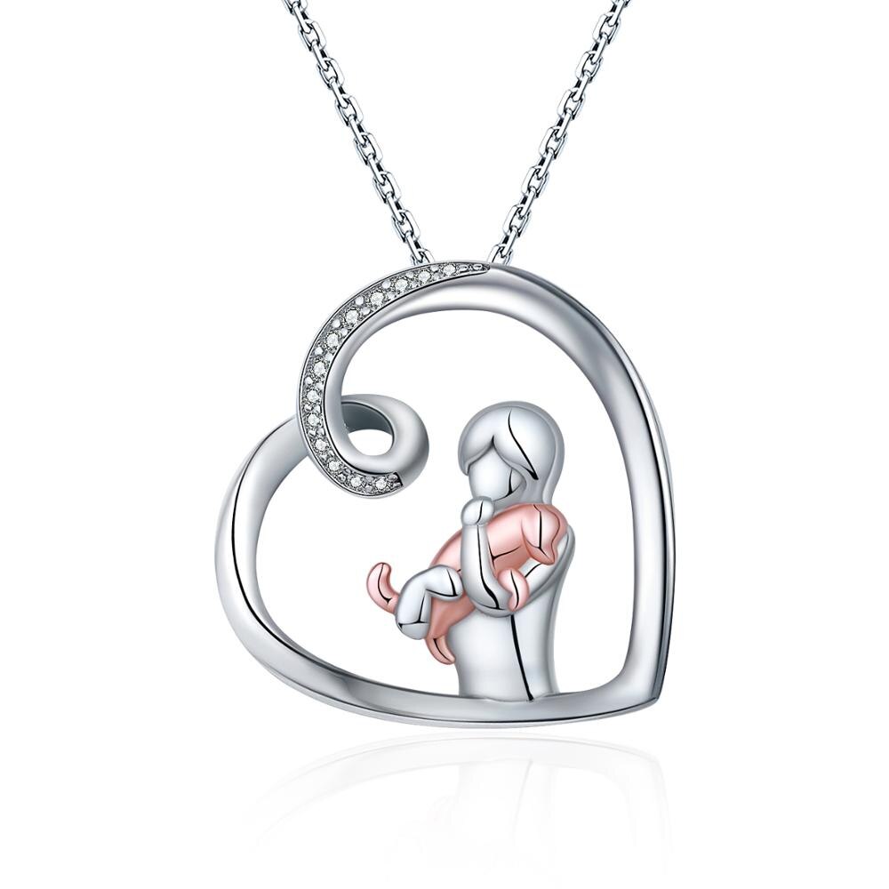 925 Sterling Silver Dog Necklace Lovely Animal Heart Pendant Necklace Fashion Christmas Mother Day Jewelry For Women,Pet Lover