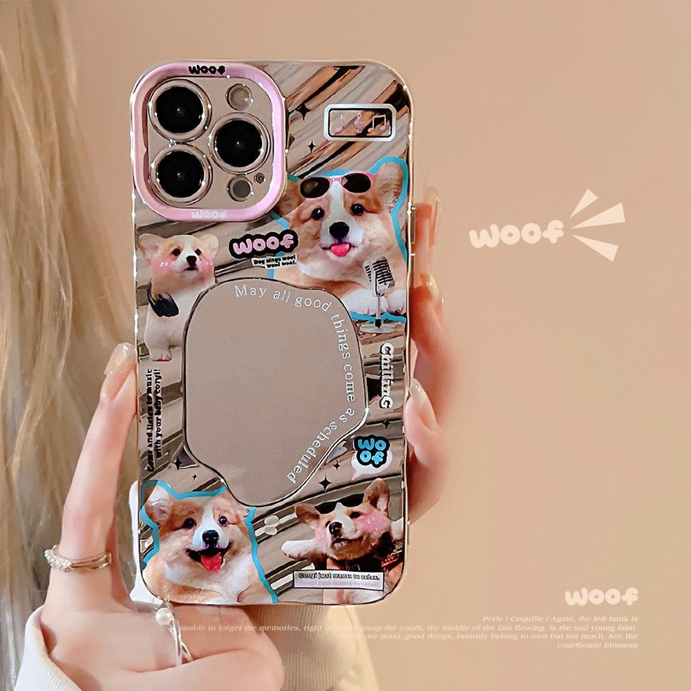 Fun little black cat for iPhone15 mobile phone case Apple 13 electroplated silver 17promax mirror 16 hard case 11