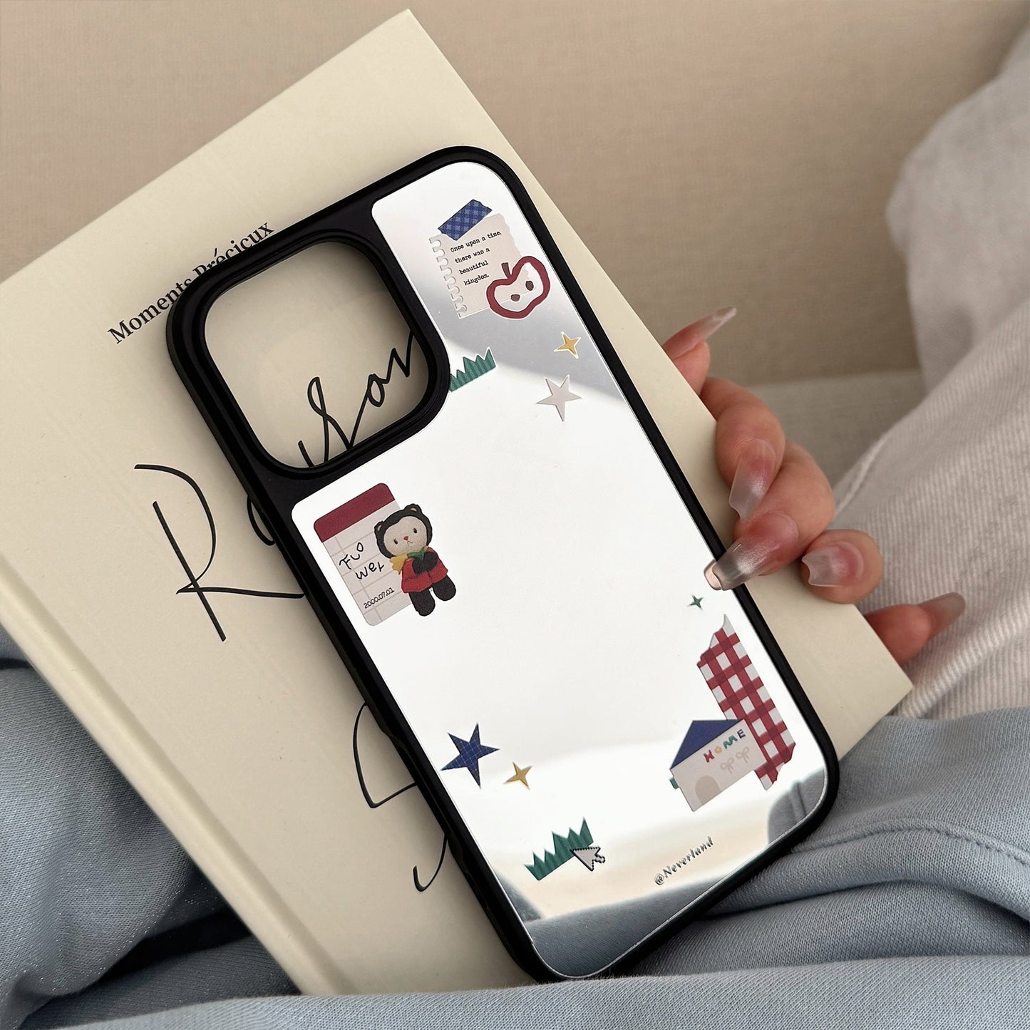 ins Korean cartoon suitable for 16 Apple 17Pro Max mobile phone case iphone14 mirror 13 love bracket 15