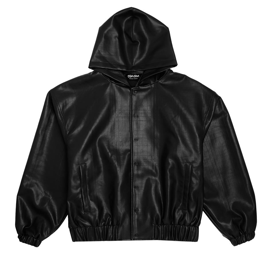 PU Leather Plaid Jacket