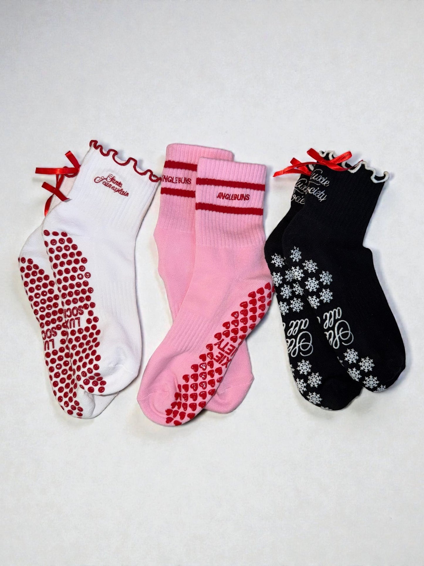 π€ SLEIGH ALL DAY β Black Holiday Grip Socks