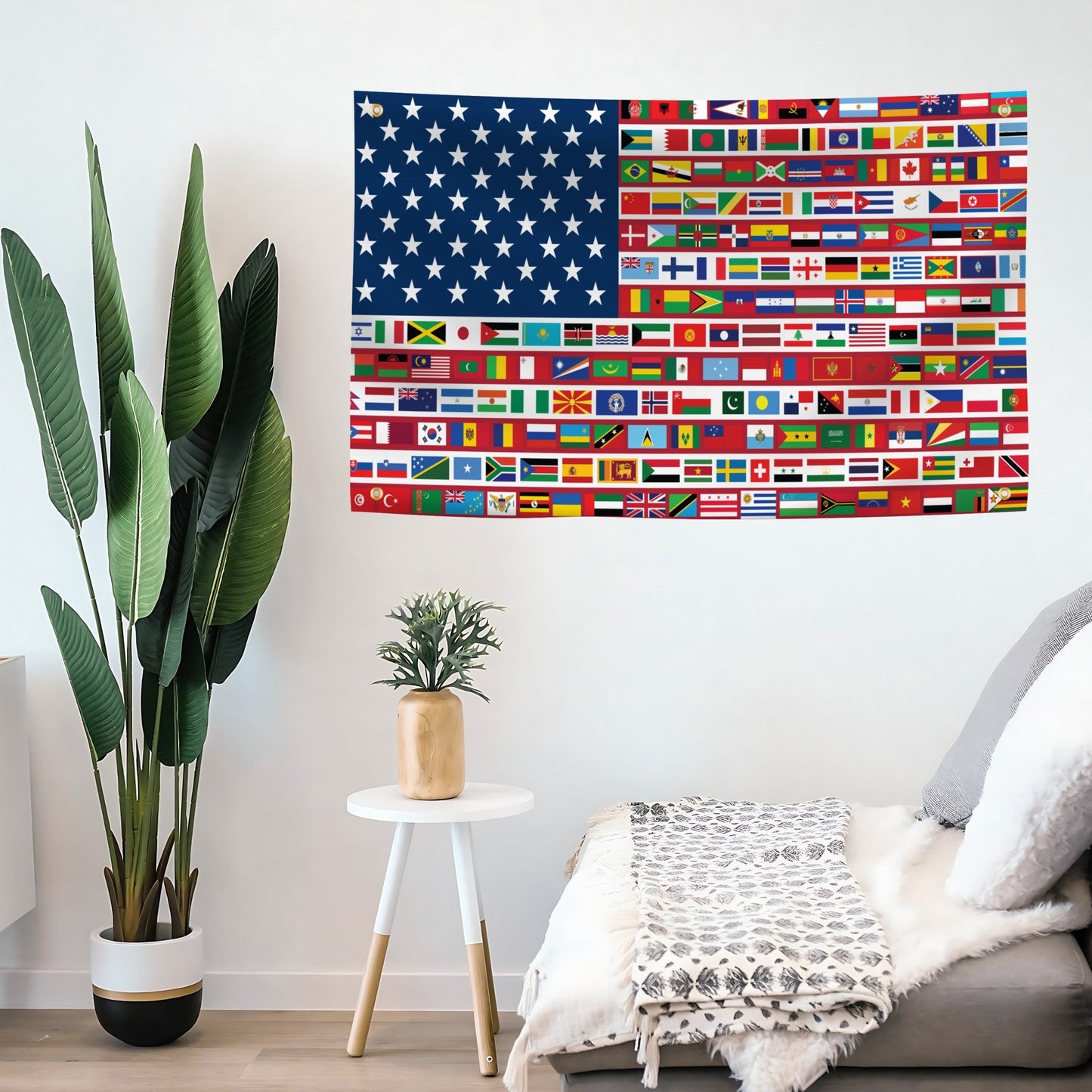 American Flag with World Nations Stripes