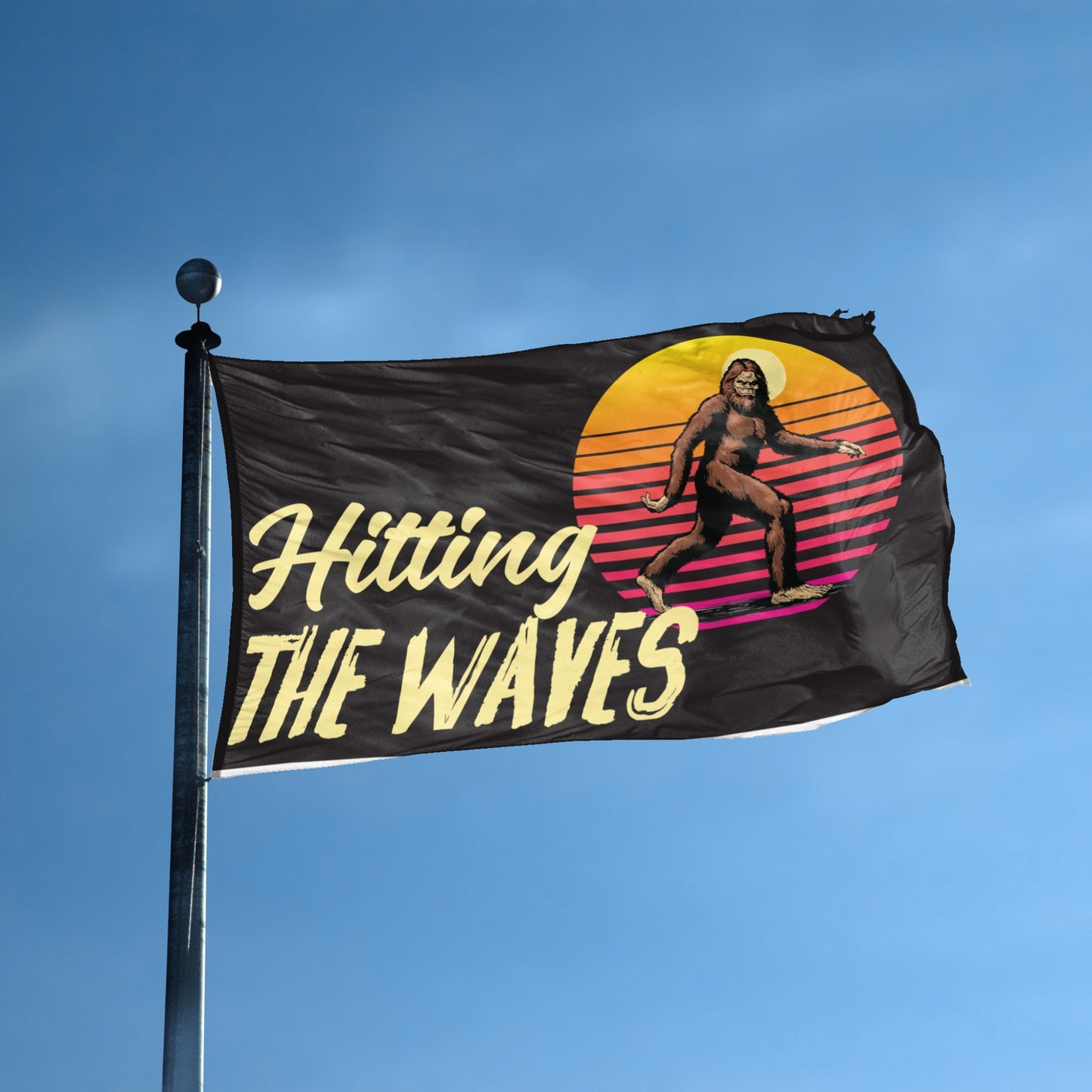 Bigfoot Hitting The Waves Flag