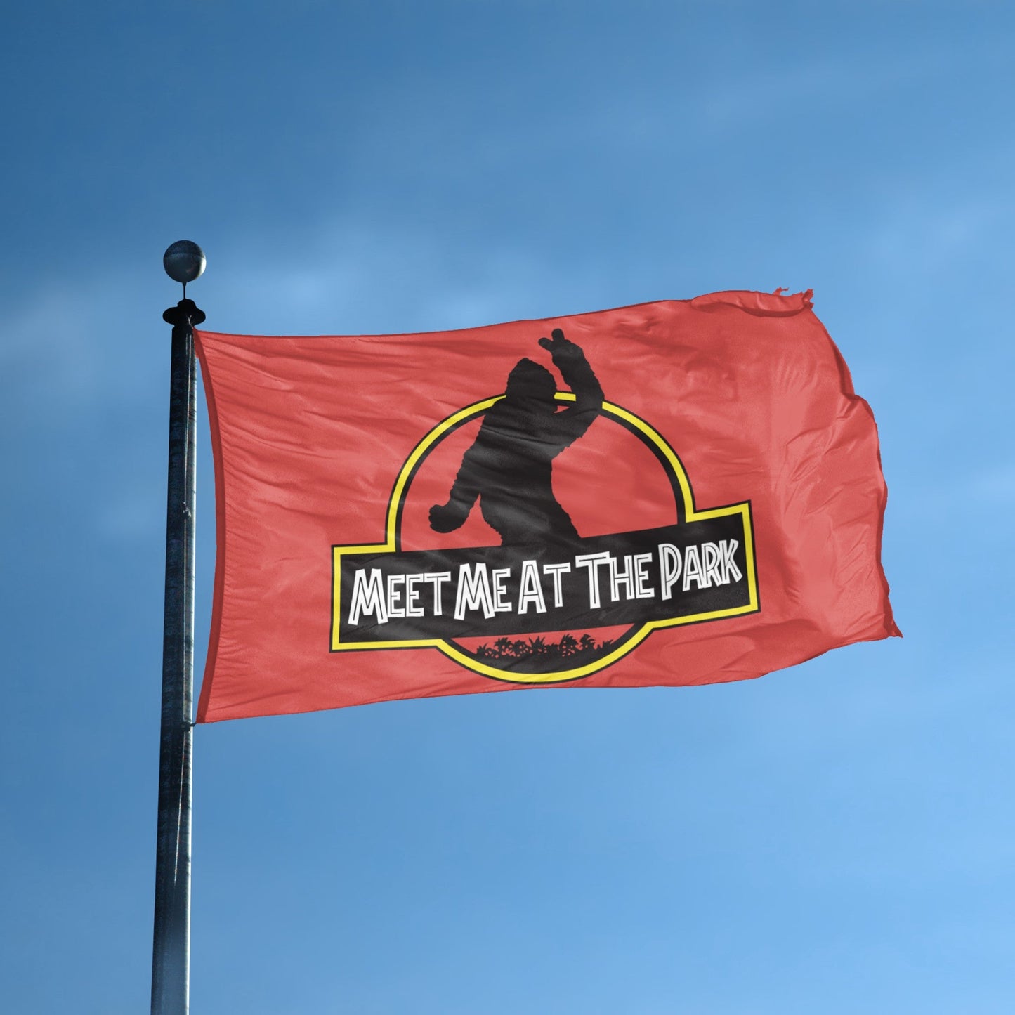 Bigfoot Meet Me At The Park Parody Flag