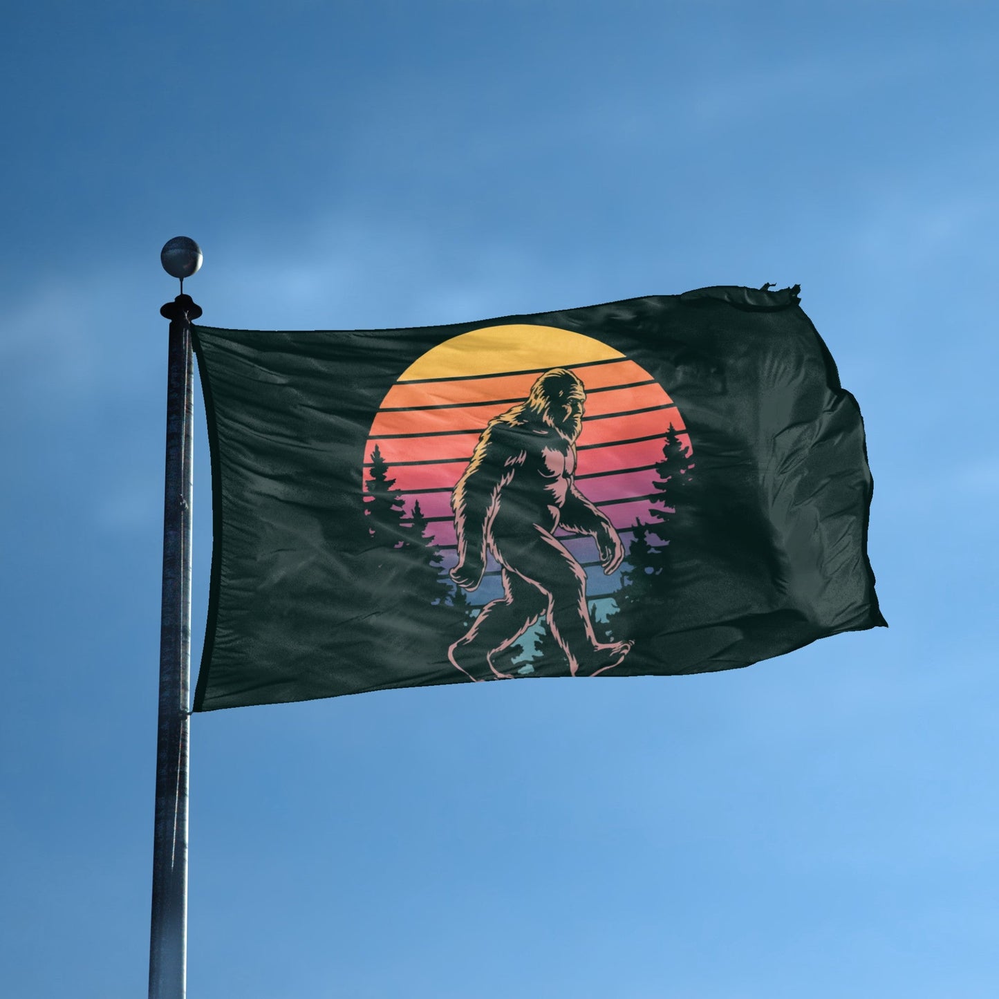 Bigfoot Retro Sunset Flag