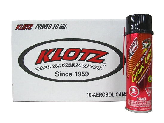 Klotz KL-605C Synthetic Chain Lube Case - 10-Pack 15.5oz Cans - All Kart Classes