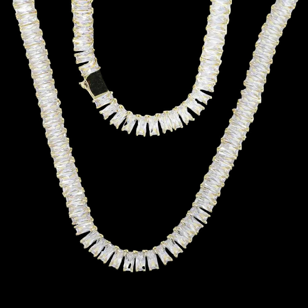 Men's Hip-Hop Zirconia Necklace in Copper Alloy Rectangular Design