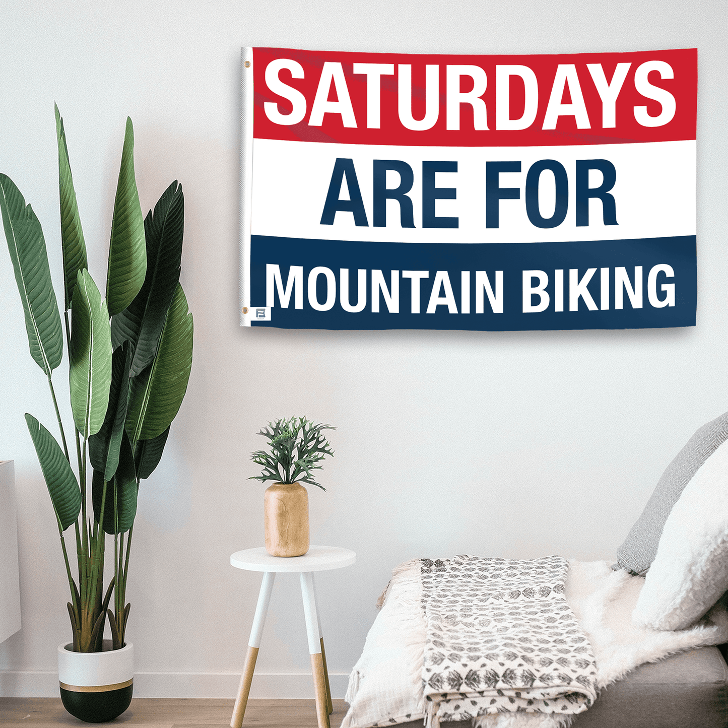 Saturdays Are for Mountain Biking Flag