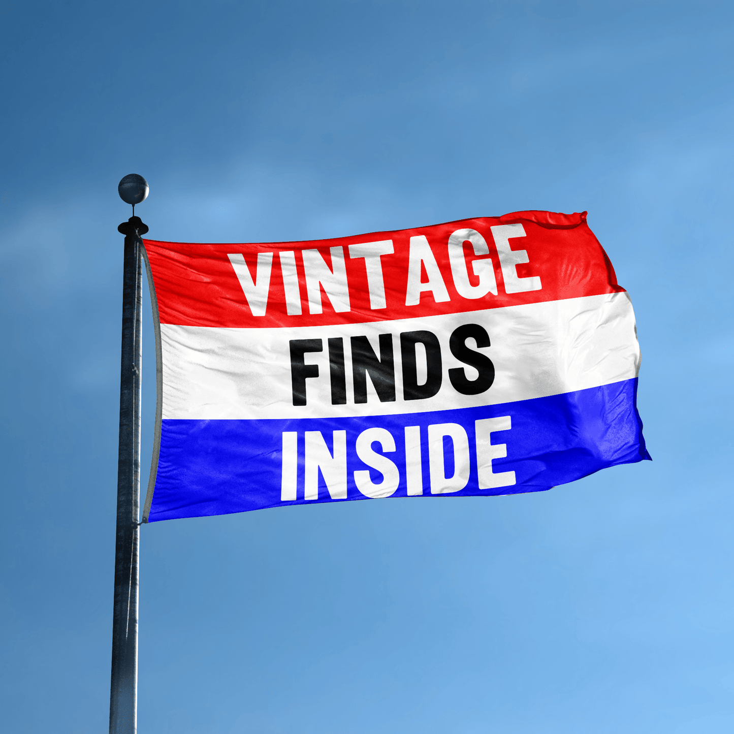 Vintage Finds Inside Business Flag
