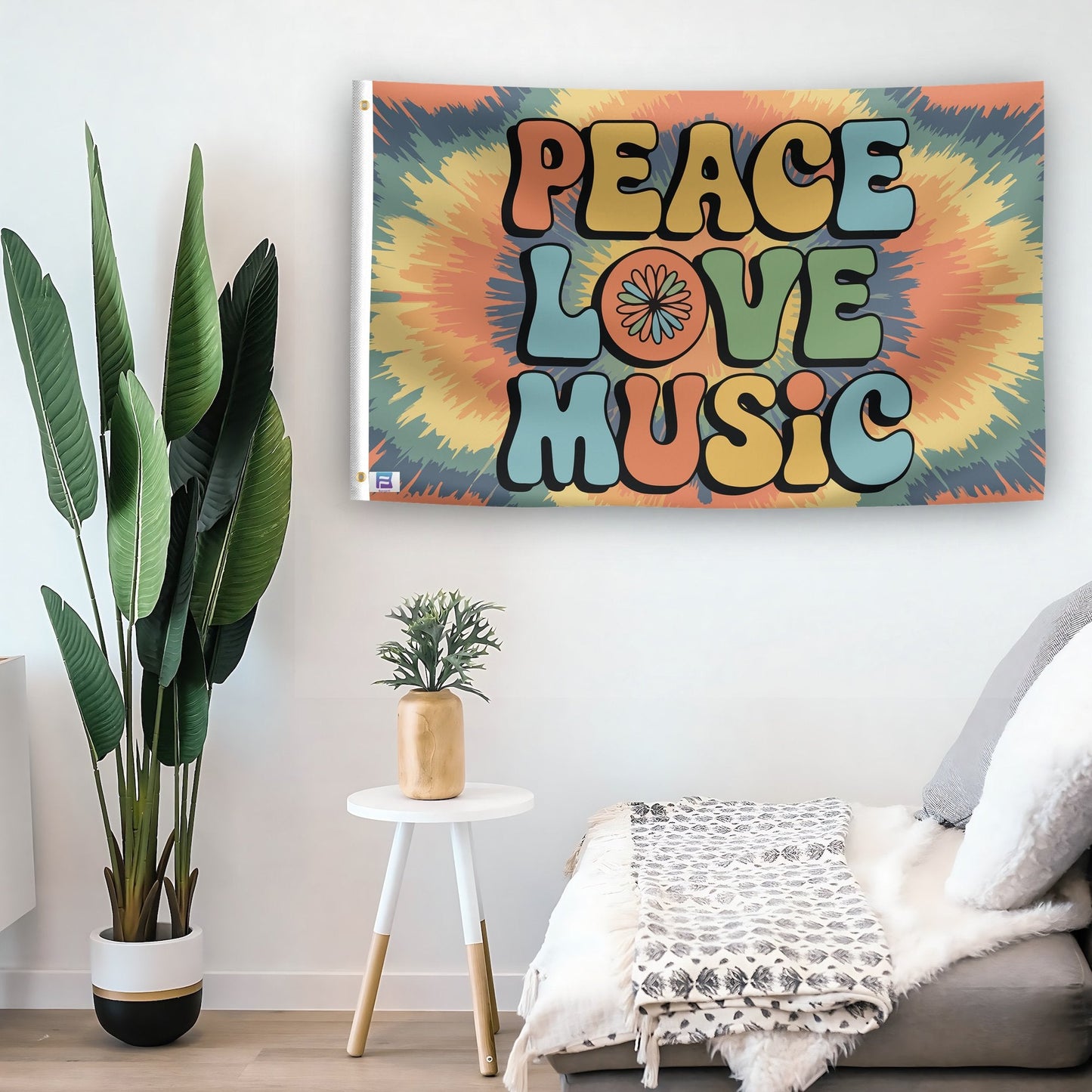 Peace Love Music Flag