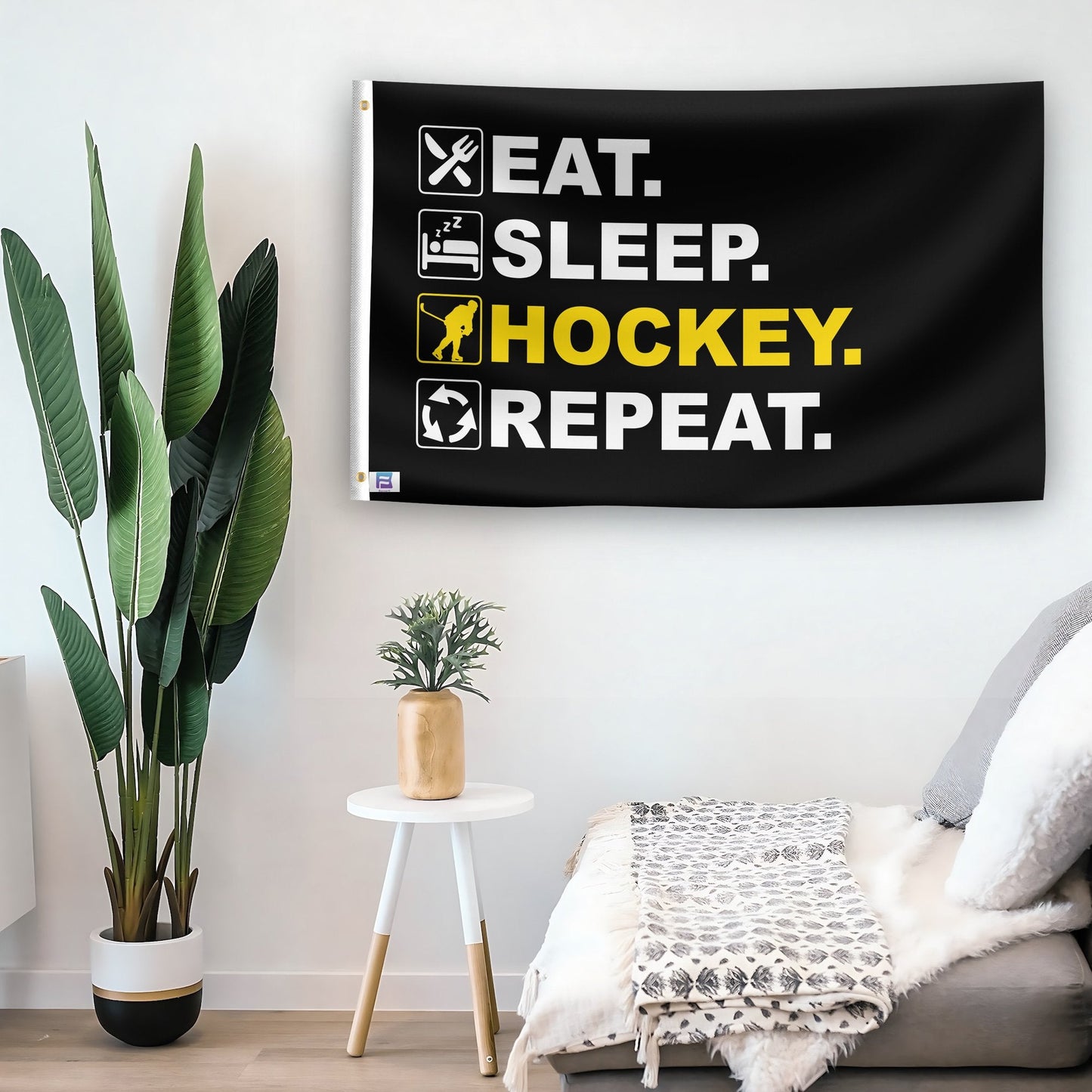 Eat Sleep Hockey Repeat Flag