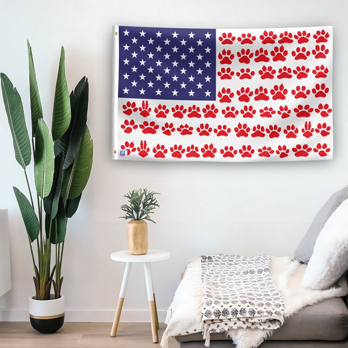 Paw Prints Stripes American Flag