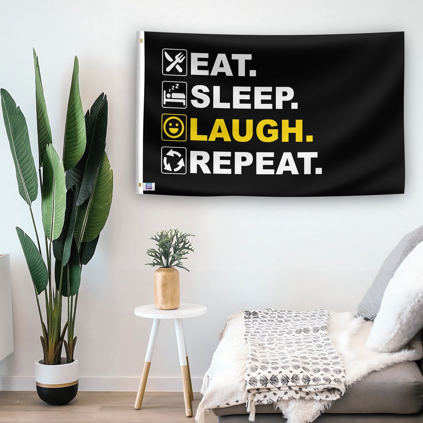 Eat Sleep Laugh Repeat Flag