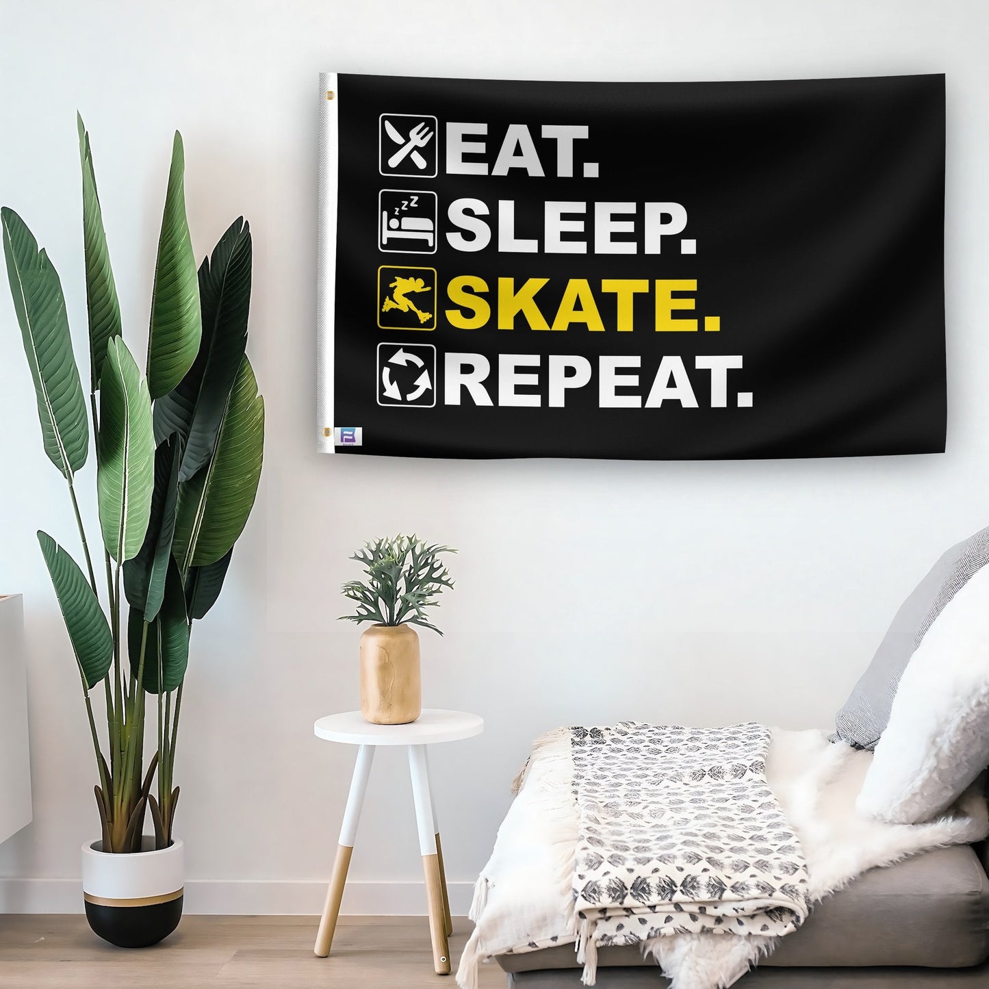 Eat Sleep Skate Repeat Flag