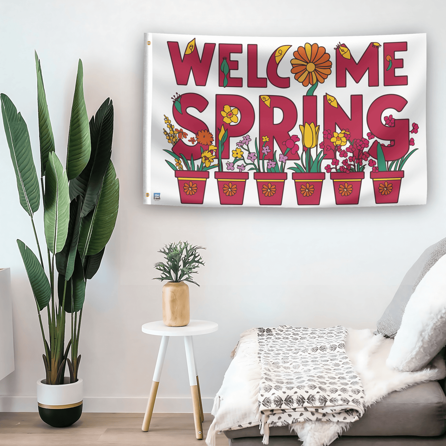Welcome Spring Floral Flag