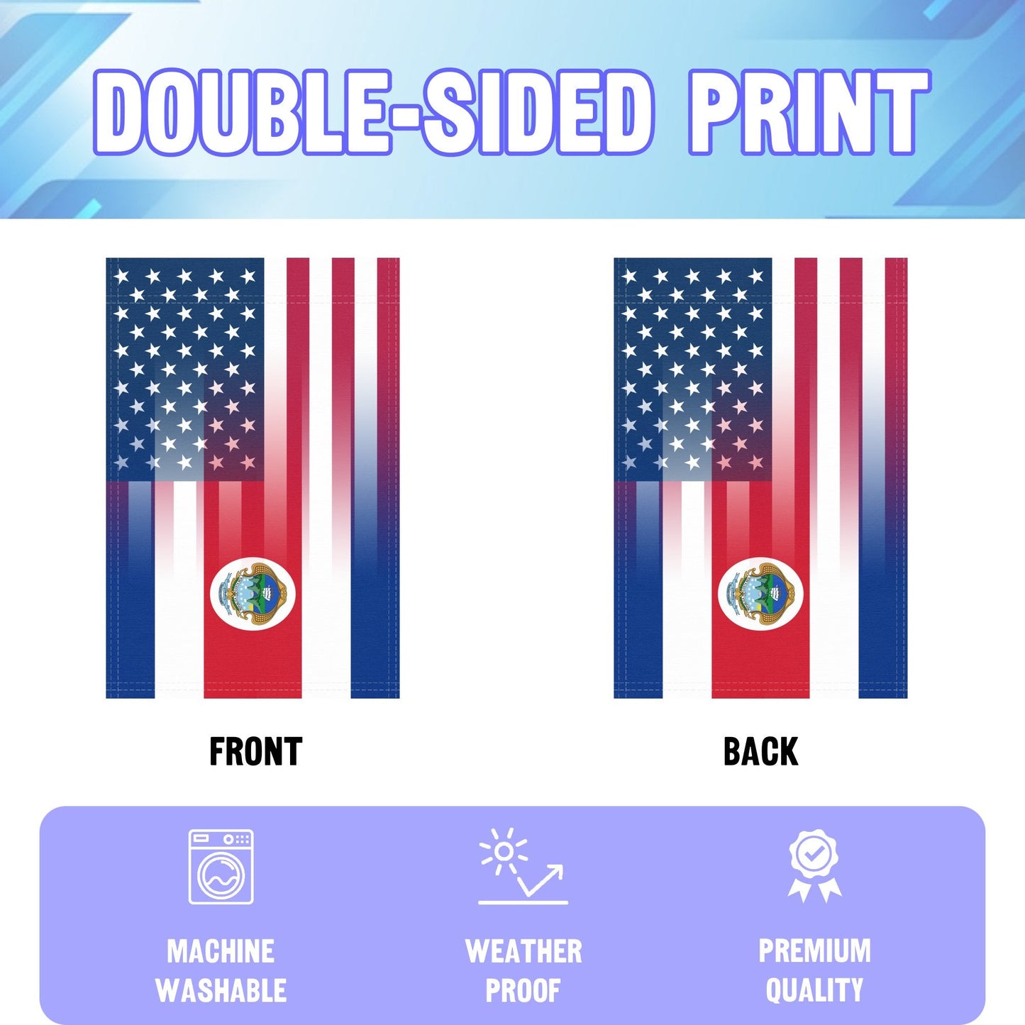 Costa Rican American Garden Flag