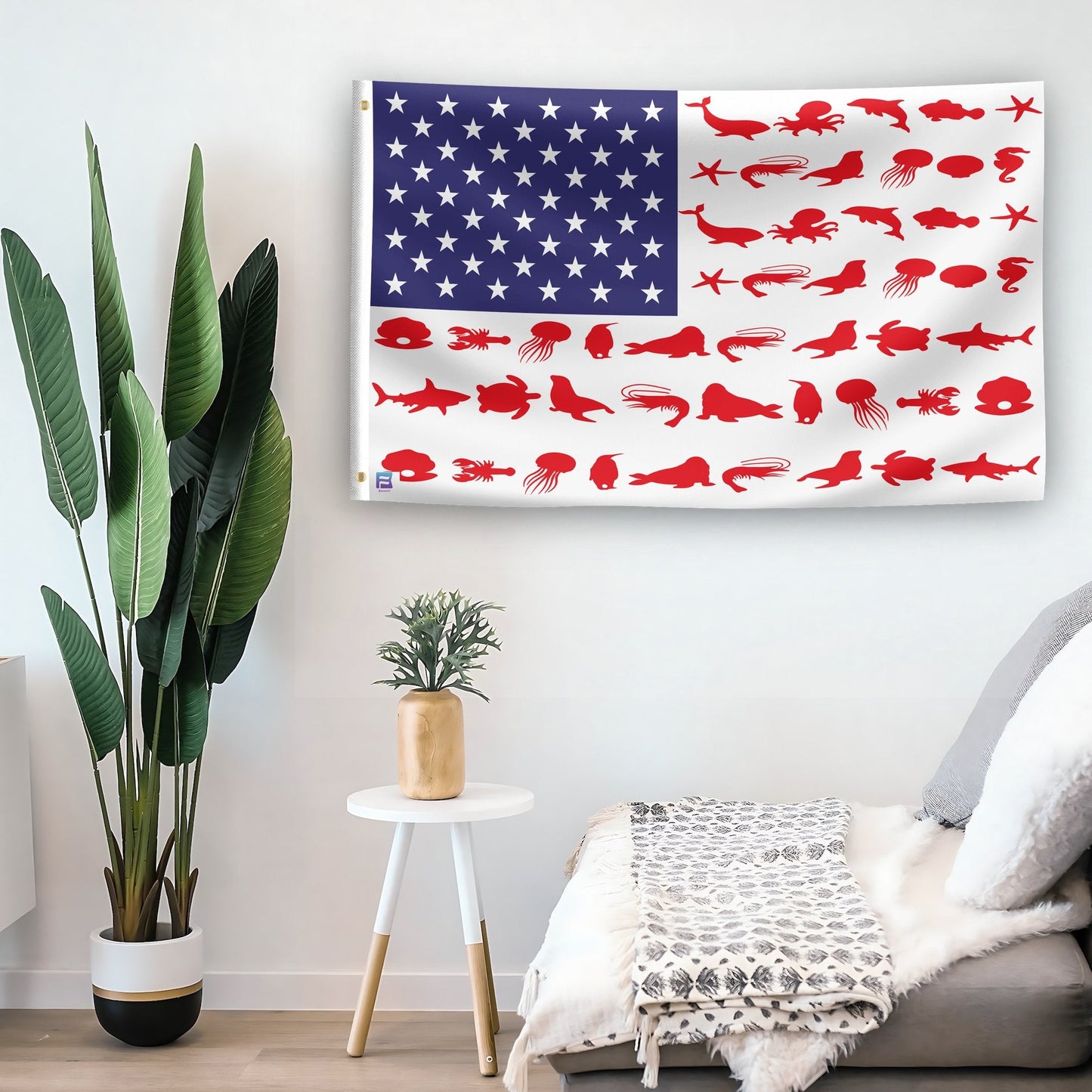 Marine Animals Stripes American Flag