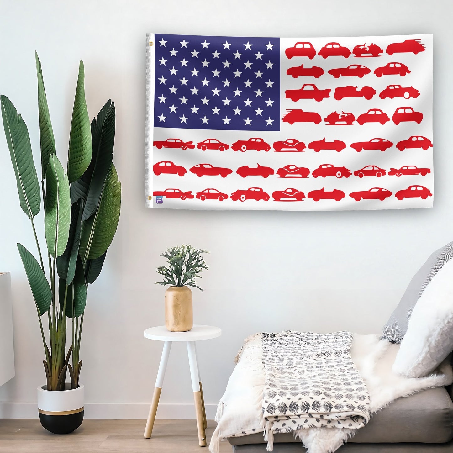 Classic Car Stripes American Flag