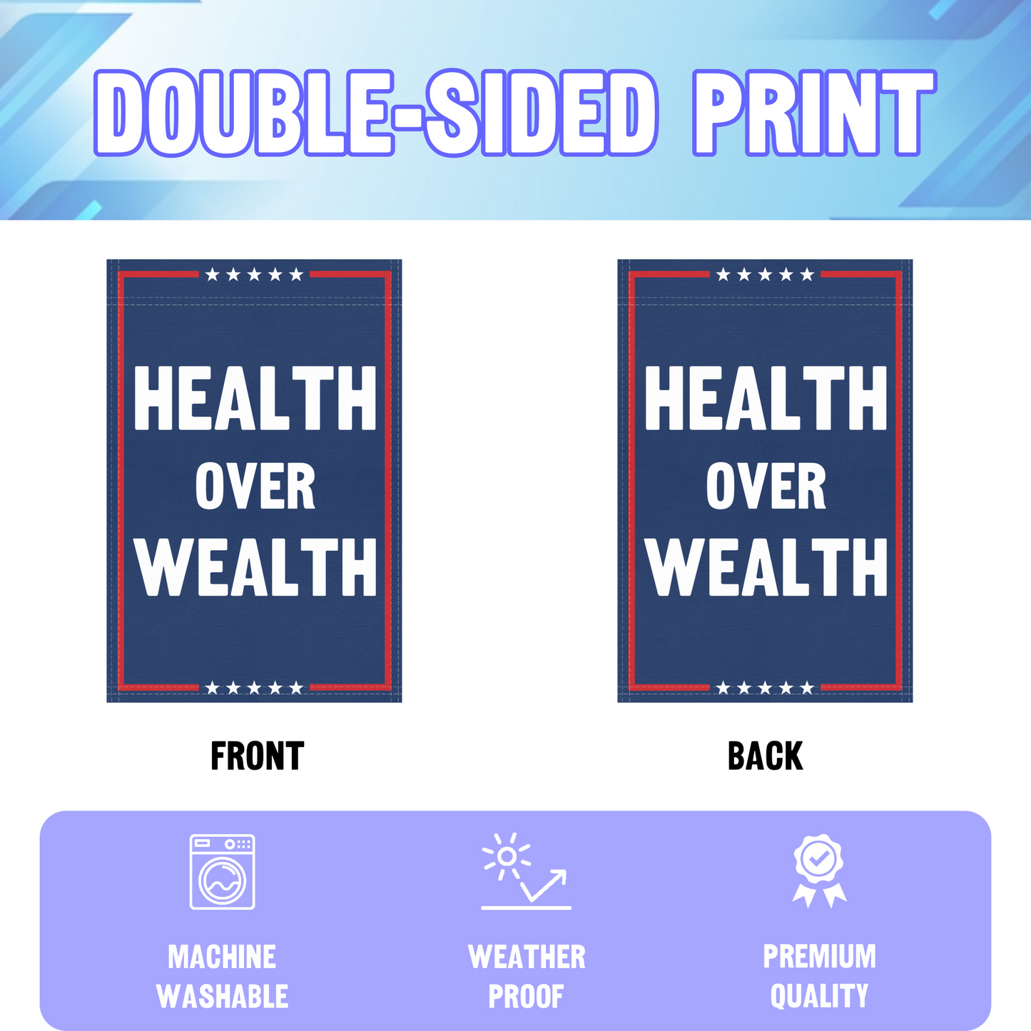 Health Over Wealth Garden Flag