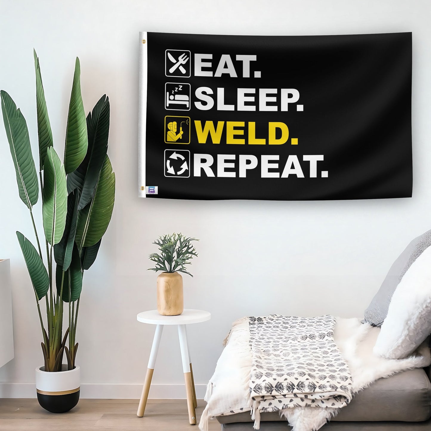 Eat Sleep Weld Repeat Flag