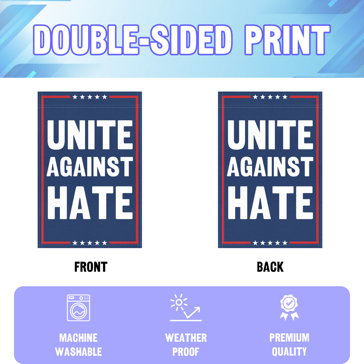 Unite Against Hate Garden Flag