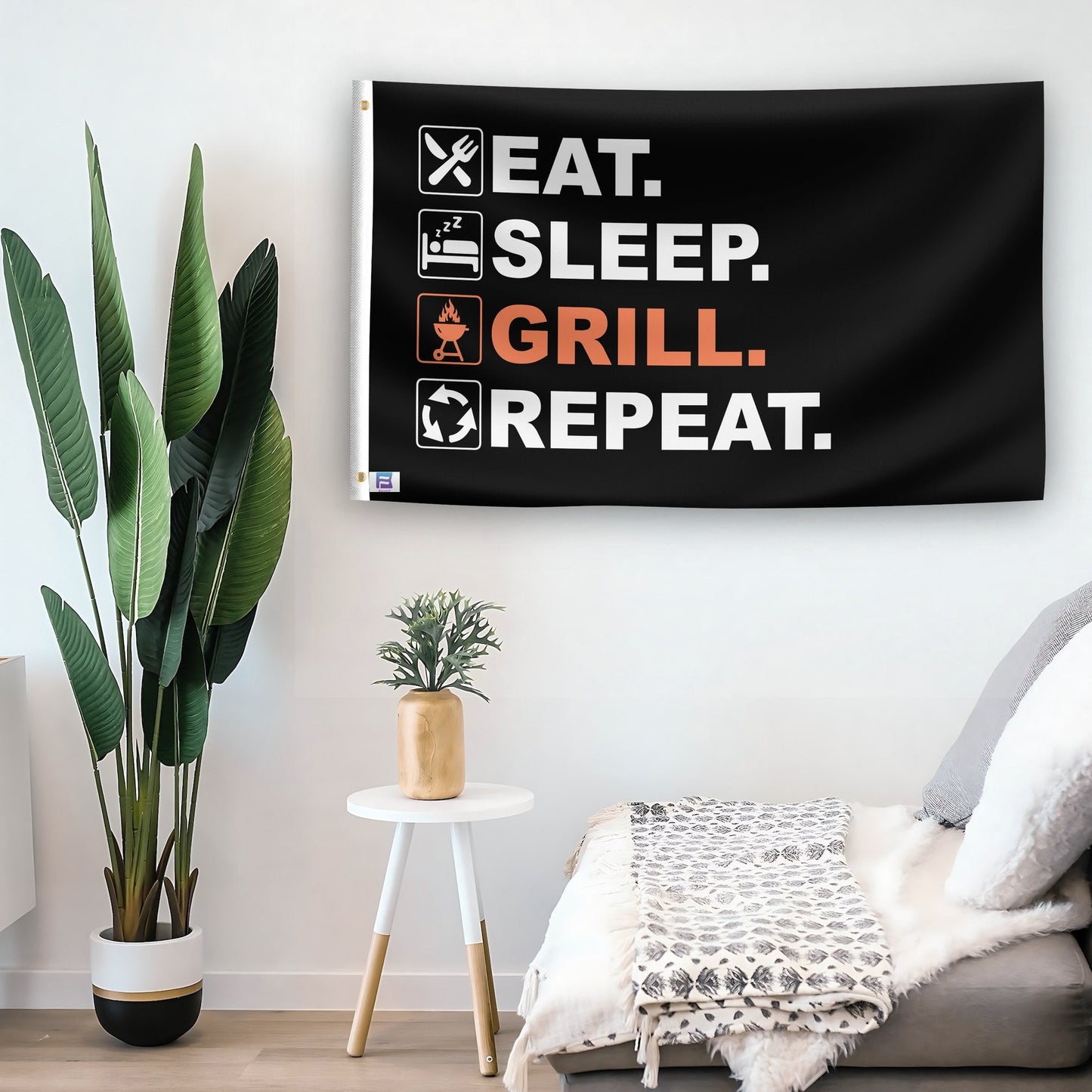 Eat Sleep Grill Repeat Flag
