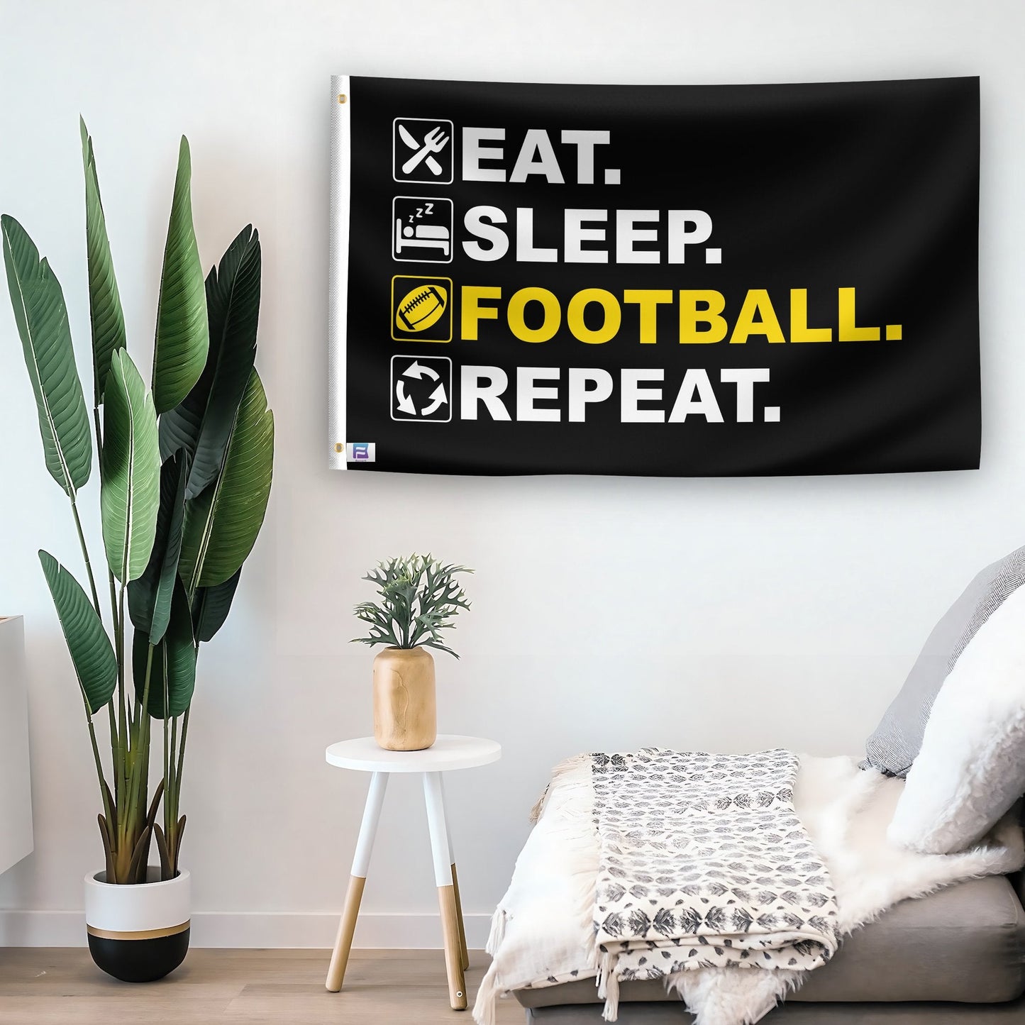Eat Sleep Football Repeat Flag