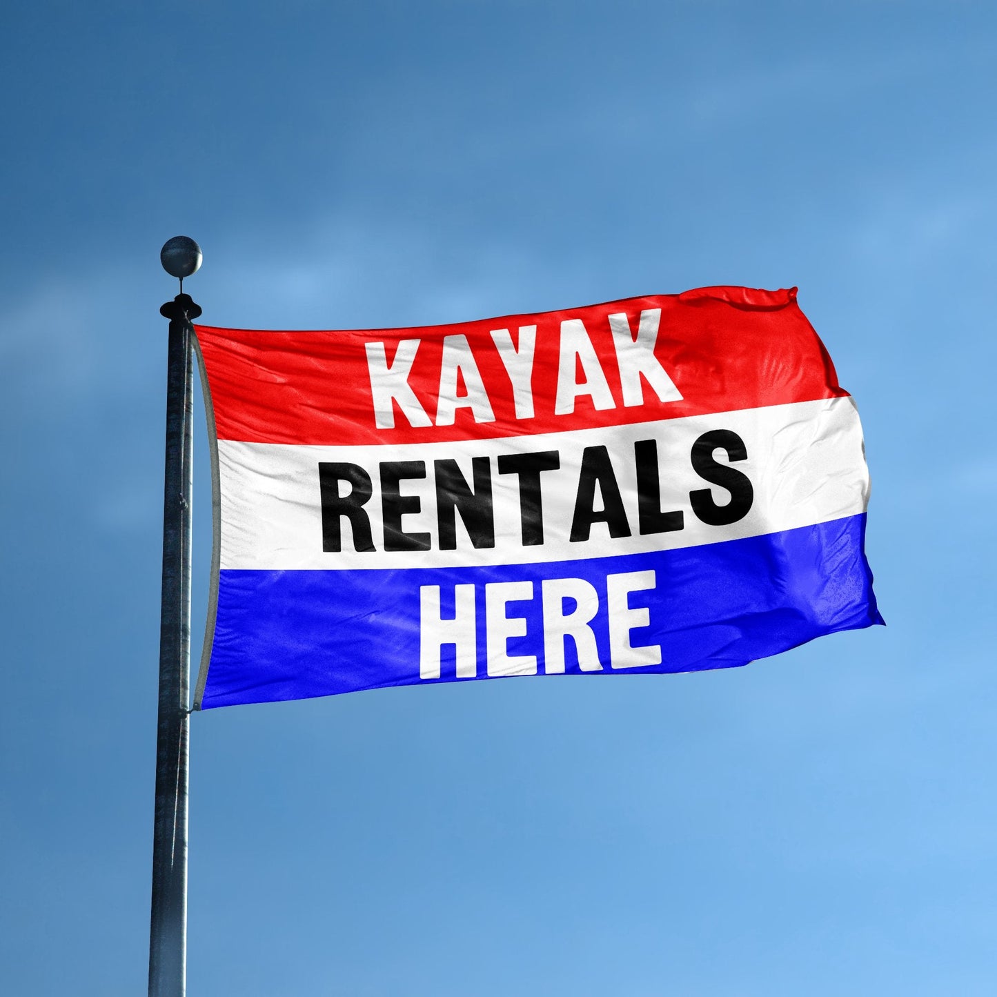 Kayak Rentals Here Business Flag