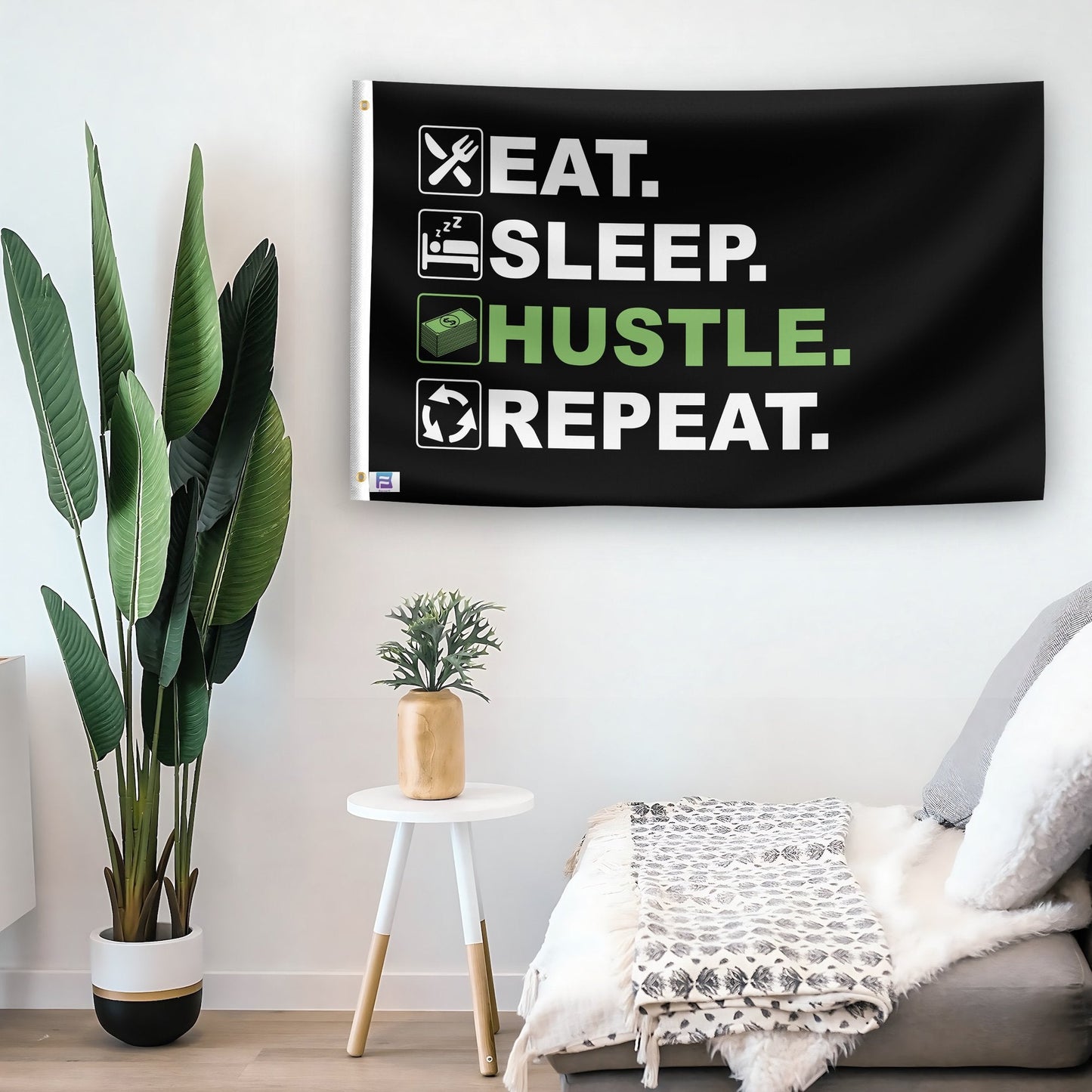 Eat Sleep Hustle Repeat Flag