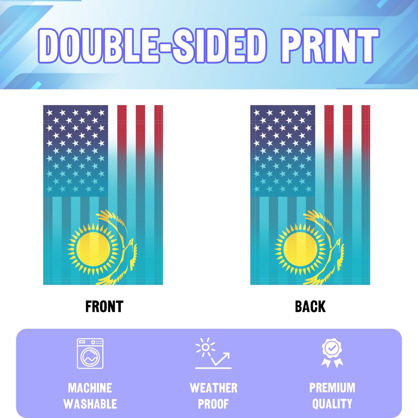 Kazakh American Garden Flag