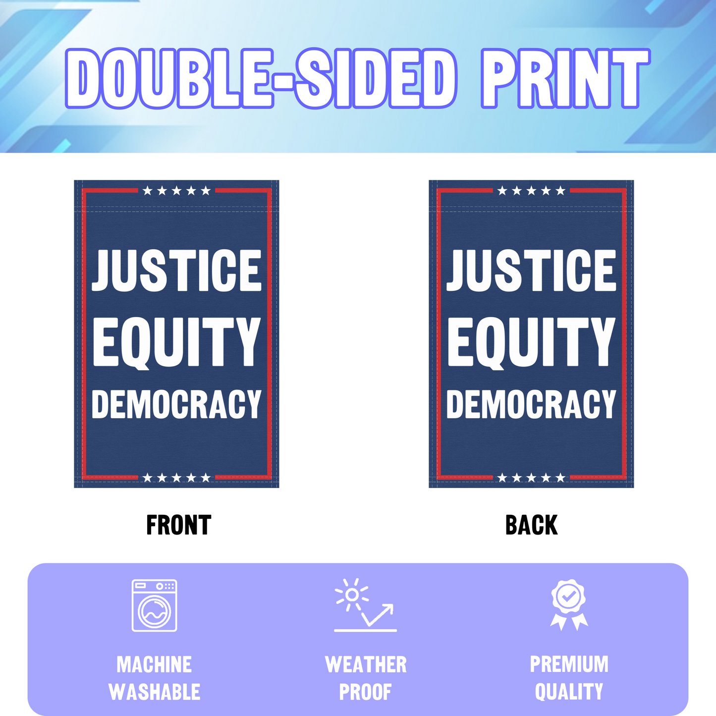 Justice Equity Democracy Garden Flag