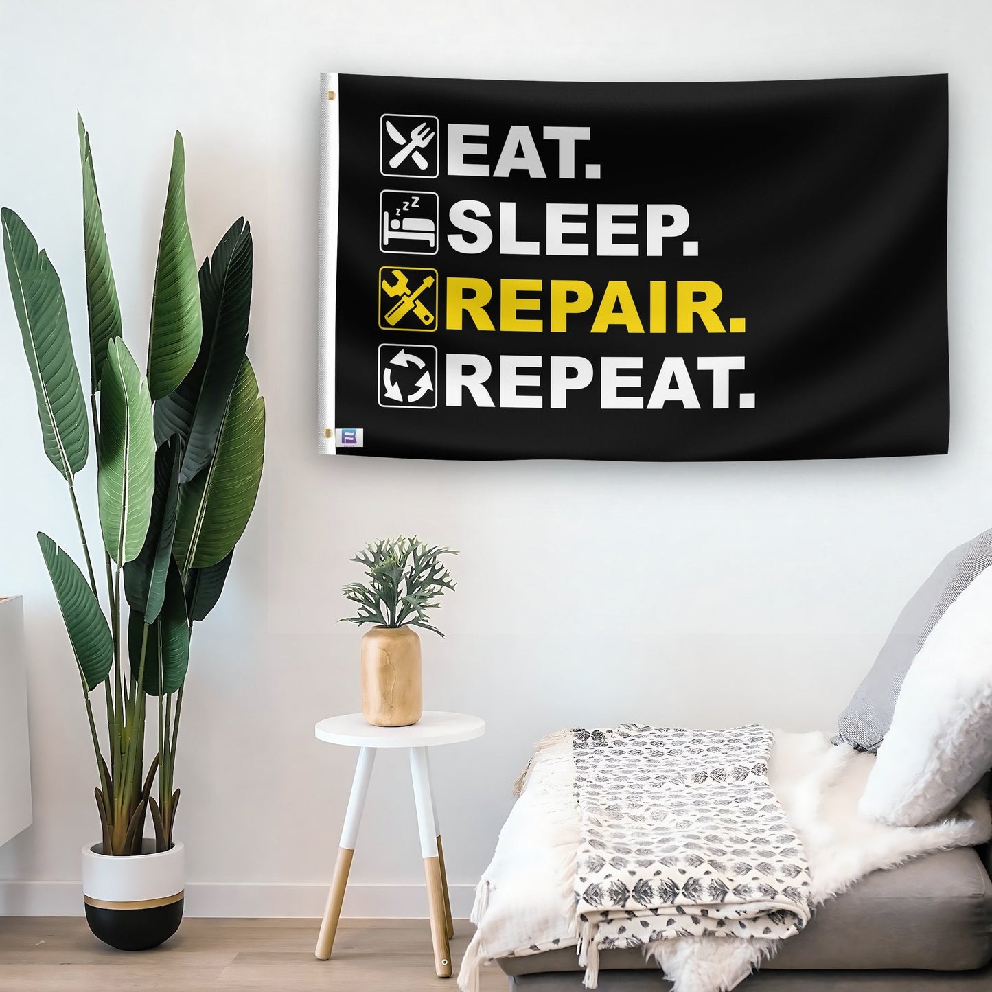 Eat Sleep Repair Repeat Flag