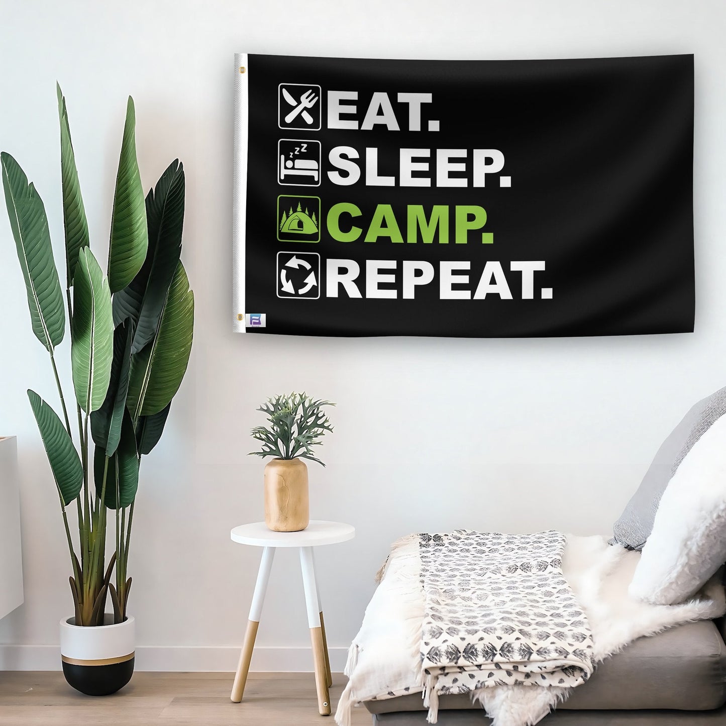 Eat Sleep Camp Repeat Flag