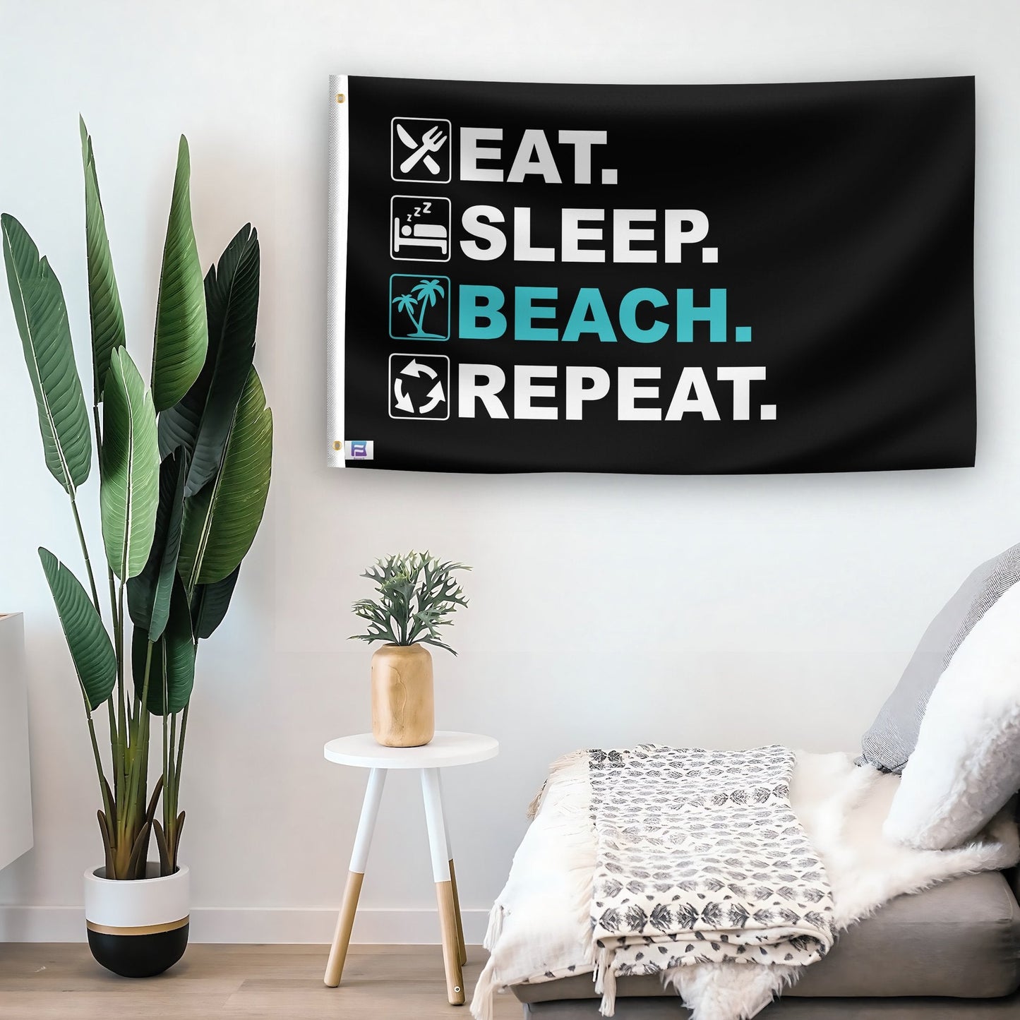 Eat Sleep Beach Repeat Flag