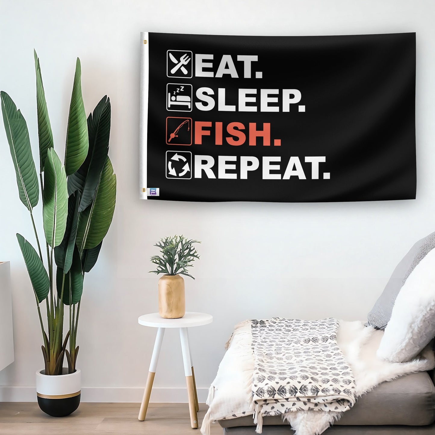 Eat Sleep Fish Repeat Flag
