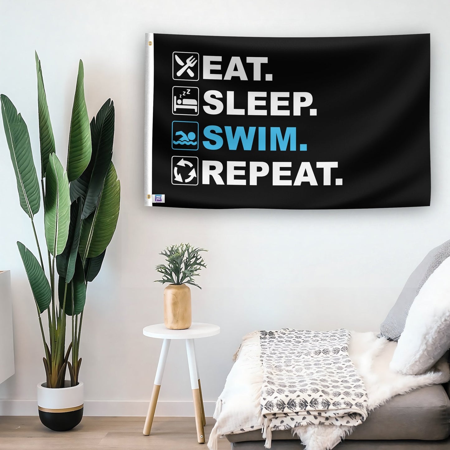 Eat Sleep Swim Repeat Flag